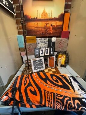 Nonwe Wave Board Shorts Swim Trunks Size 40 Orange Black 1